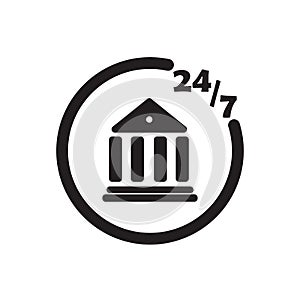 247 online banking icon black vector design illustration