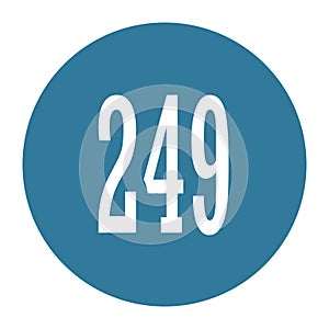 249 numeral logo with round frame in blue color