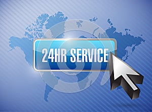 24hr service button illustration design