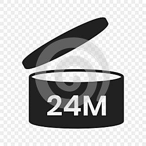 24m period after open pao icon sign flat style design vector illustration isolated on transparent background.