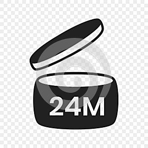 24m period after open pao icon sign flat style design vector illustration isolated on transparent background.