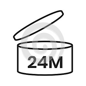 24m period after open pao icon sign flat style design vector illustration isolated on white background.