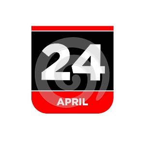 24th April calendar page icon. 24 Apr day