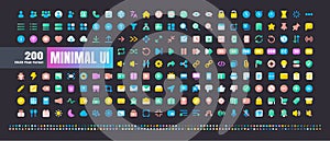 24x24 Pixel Perfect. Basic User Interface Essential Set. 200 Flat Gradient Color Icons. For App, Web, Print. Round Cap and Round