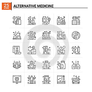 25 Alternative Medicine icon set. vector background