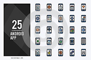 25 Android App Lineal Color icon pack. vector illustration