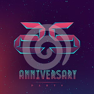 25 Anniversary night party - Electronic music fest poster. Abstract gradients music background. Club party invitation flyer with