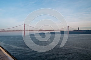 The `25 of April` Bridge or ponte 25 de abril in Lisbon