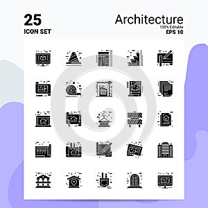 25 Architecture Icon Set. 100% Editable EPS 10 Files. Business Logo Concept Ideas Solid Glyph icon design