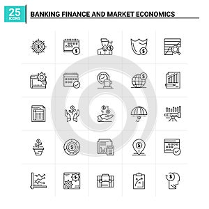 25 Banking Finance and Market Economics icon set. vector background