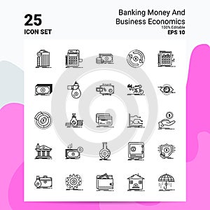 25 Banking Money And Business Economics Icon Set. 100% Editable EPS 10 Files. Business Logo Concept Ideas Line icon design