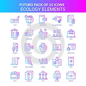 25 Blue and Pink Futuro Ecology Elements Icon Pack
