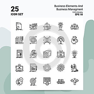 25 Business Elements And Business Managment Icon Set. 100% Editable EPS 10 Files. Business Logo Concept Ideas Line icon design