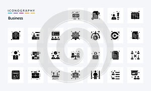 25 Business Solid Glyph icon pack