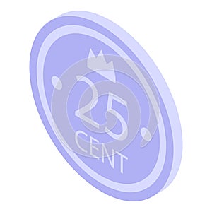 25 cent penny icon isometric vector. Silver coin