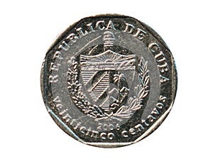 25 Centavos coin, Bank of Cuba. Reverse, 2006