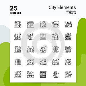 25 City Elements Icon Set. 100% Editable EPS 10 Files. Business Logo Concept Ideas Line icon design