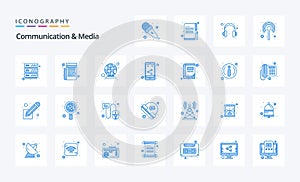 25 Communication And Media Blue icon pack