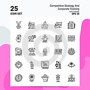 25 Competitive Strategy And Corporate Training Icon Set. 100% Editable EPS 10 Files. Business Logo Concept Ideas Line icon design