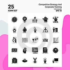 25 Competitive Strategy And Corporate Training Icon Set. 100% Editable EPS 10 Files. Business Logo Concept Ideas Solid Glyph icon