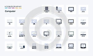 25 Computer Flat color icon pack