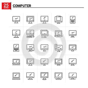 25 Computer icon set. vector background