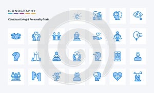 25 Concious Living And Personality Traits Blue icon pack