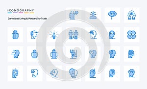 25 Concious Living And Personality Traits Blue icon pack