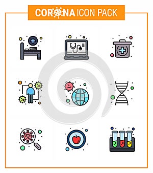 25 Coronavirus Emergency Iconset Blue Design such as infection, disease, kit, viral, human