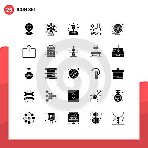 25 Creative Icons Modern Signs and Symbols of alert, spa, windmill, relax, foot