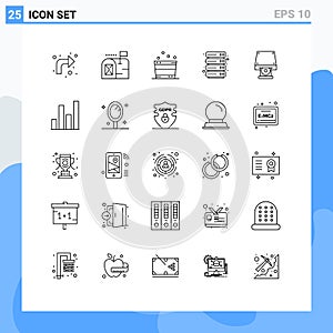 25 Creative Icons Modern Signs and Symbols of disk rom, cd rom, relax, dvd, hosting