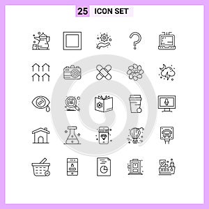 25 Creative Icons Modern Signs and Symbols of estate, office, optimization, laptop, question mark