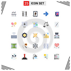 25 Creative Icons Modern Signs and Symbols of notebook, book, chicken, right, forward