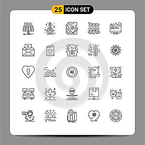 25 Creative Icons Modern Signs and Symbols of notebook, business, goal, agenda, mathematics