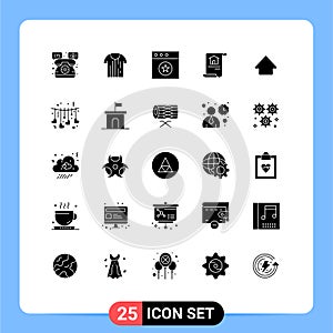 25 Creative Icons Modern Signs and Symbols of up, building, trikot, home, construction