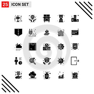 25 Creative Icons Modern Signs and Symbols of win, award, transportation, fast, hourglass