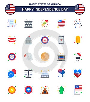 25 Creative USA Icons Modern Independence Signs and 4th July Symbols of american; firework; celebration; international flag;