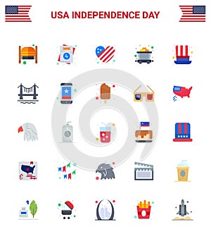 25 Creative USA Icons Modern Independence Signs and 4th July Symbols of hat; rail; wedding; mine; love