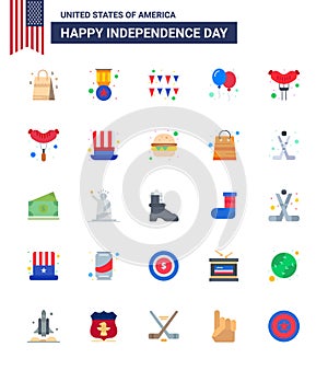 25 Creative USA Icons Modern Independence Signs and 4th July Symbols of sausage; food; festival; party; celebrate