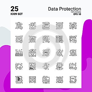 25 Data Protection Icon Set. 100% Editable EPS 10 Files. Business Logo Concept Ideas Line icon design