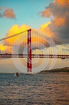 The 25 de Abril Bridge over the Tagus river in Lisbon