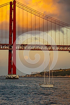 The 25 de Abril Bridge over the Tagus river in Lisbon