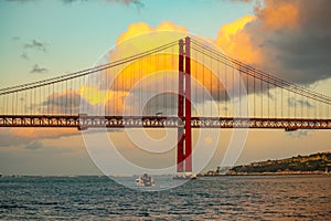 The 25 de Abril Bridge over the Tagus river in Lisbon