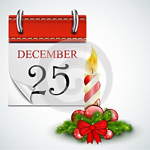 25 December Opened Calendar With Candle