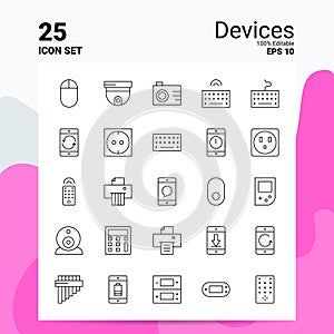 25 Devices Icon Set. 100% Editable EPS 10 Files. Business Logo Concept Ideas Line icon design