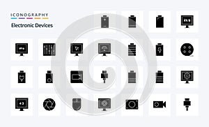 25 Devices Solid Glyph icon pack