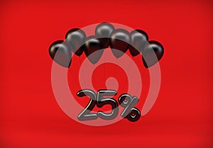 25% discount with black balloons