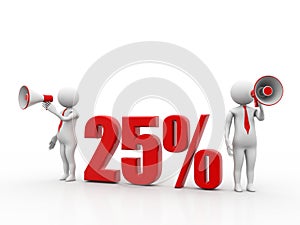 25 % Discount Concept isolated in white background. 3d render