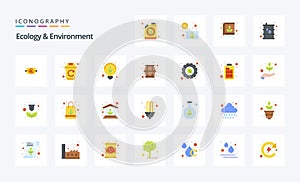 25 Ecology And Environment Flat color icon pack