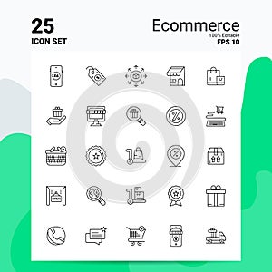 25 Ecommerce Icon Set. 100% Editable EPS 10 Files. Business Logo Concept Ideas Line icon design